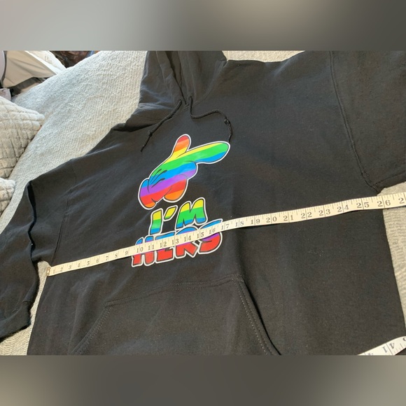I'm Hers, Mickey Mouse Pointing Hand, The Rainbow Mickey Hands Black Hoodie 2XL - Picture 5 of 10